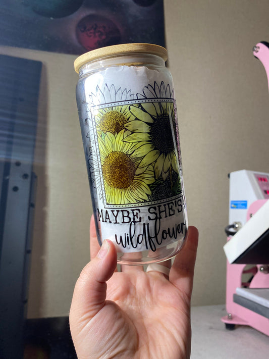 Wildflower glass with bamboo lid